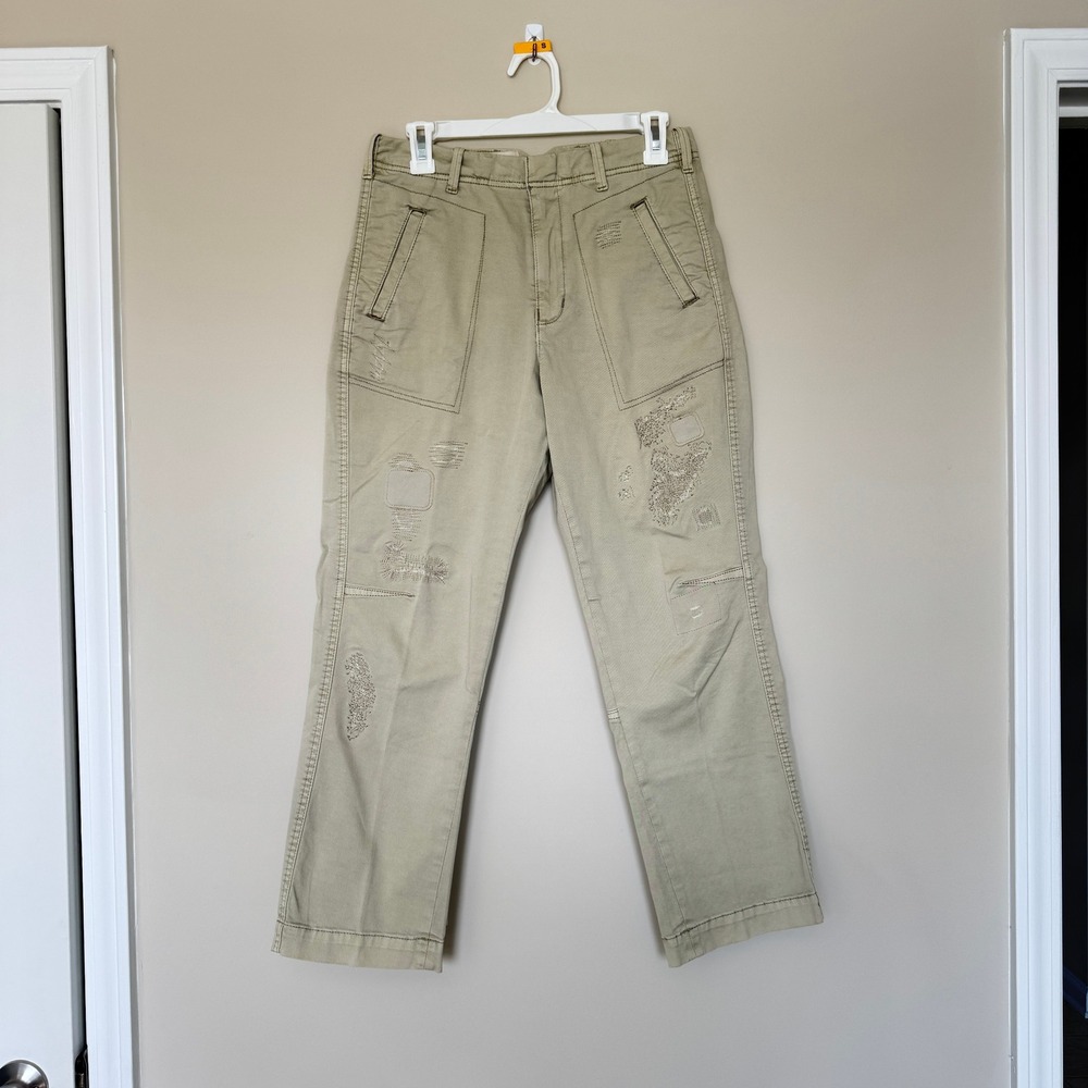 Pilcro and the Letterpress Khaki Distressed Utility Straight Leg Pants Size 26